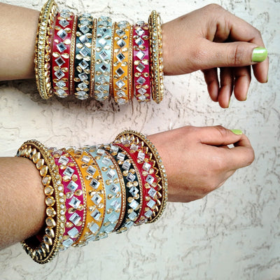 2 Pearl Bangles Stylish Material :White Pearl on metal bangles