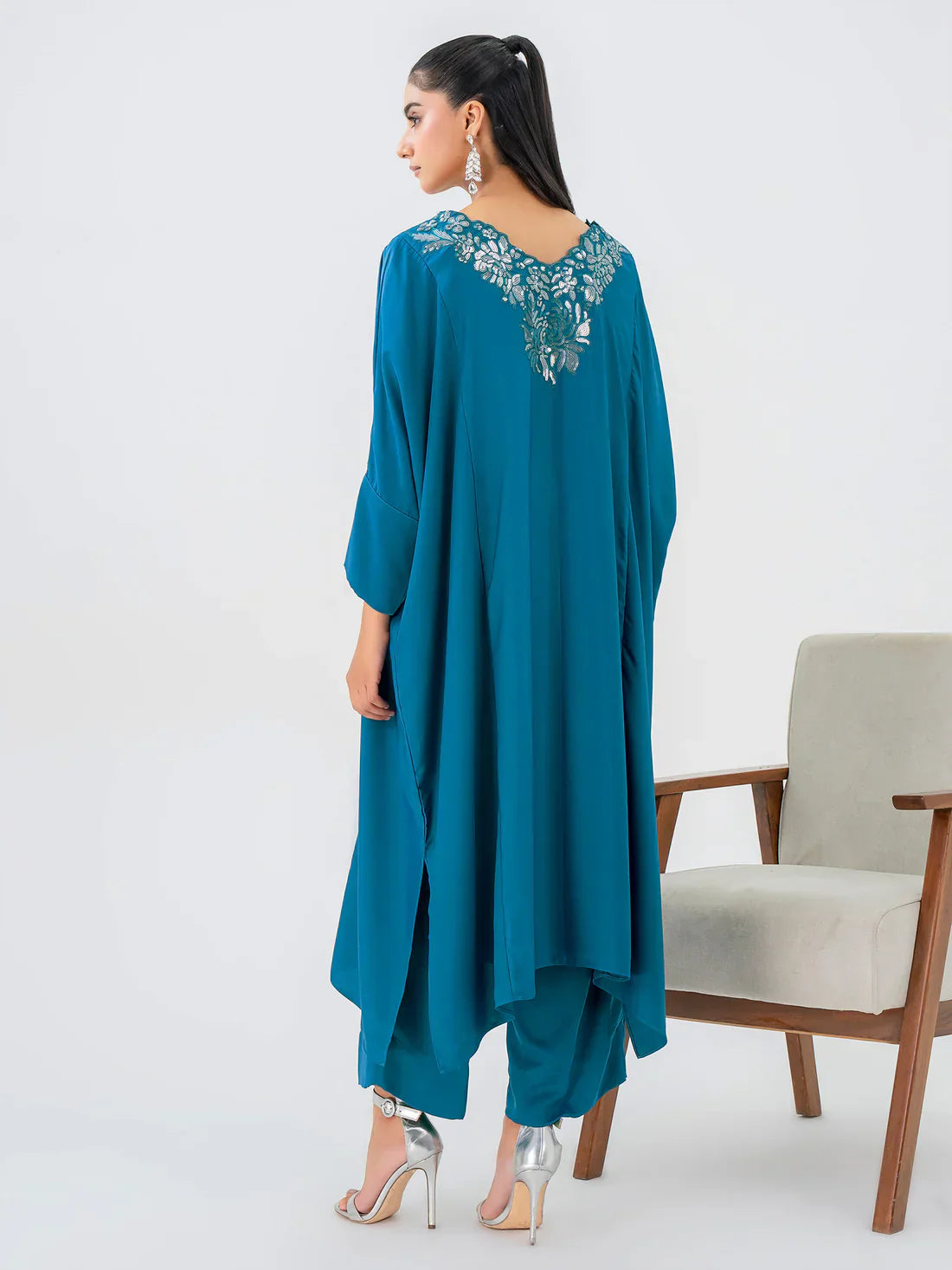 2 Piece Silk Suit-Embellished